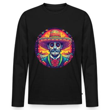 5 de Mayo Party Drinko de Mayo Sugar Skull Sombr - Men's Premium Organic Long Sleeve Shirt - black - Front - Nico (187cm)