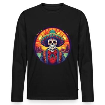 5 de Mayo Party Drinko de Mayo Sugar Skull Sombr - Men's Premium Organic Long Sleeve Shirt - black - Front - Nico (187cm)