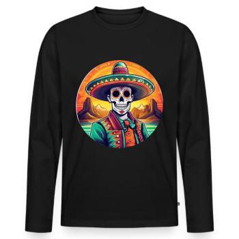5 de Mayo Party Drinko de Mayo Sugar Skull Sombr - Men's Premium Organic Long Sleeve Shirt - black - Front - Nico (187cm)