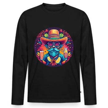 5 de Mayo Party Drinko de Mayo Mexican Hipst - Men's Premium Organic Long Sleeve Shirt - black - Front - Nico (187cm)