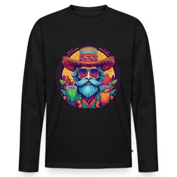 5 de Mayo Party Drinko de Mayo Mexican Hipst - Men's Premium Organic Long Sleeve Shirt - black - Front - Nico (187cm)