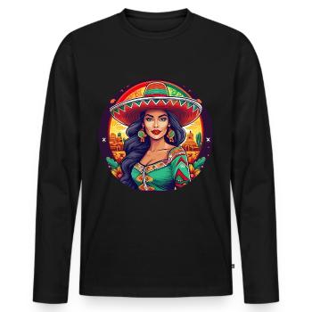 5 de Mayo Party Drinko de Mayo pretty Latina - Men's Premium Organic Long Sleeve Shirt - black - Front - Nico (187cm)