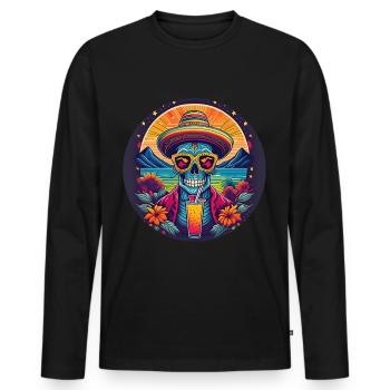 5 de Mayo Party Drinko de Mayo Sugar Skull Drink - Men's Premium Organic Long Sleeve Shirt - black - Front - Nico (187cm)