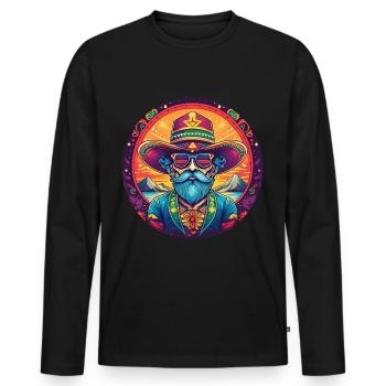5 de Mayo Party Drinko de Mayo Mexican Hipst - Men's Premium Organic Long Sleeve Shirt - black - Front - Nico (187cm)