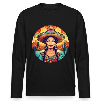 5 de Mayo Party Drinko de Mayo pretty Latina - Men's Premium Organic Long Sleeve Shirt - black - Front - Nico (187cm)