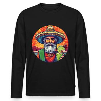 5 de Mayo Party Drinko de Mayo Mexican Man - Men's Premium Organic Long Sleeve Shirt - black - Front - Nico (187cm)
