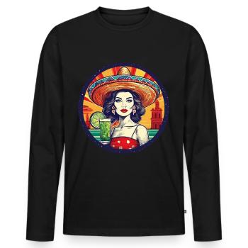 5 de Mayo Party Drinko de Mayo Mexican Man - Men's Premium Organic Long Sleeve Shirt - black - Front - Nico (187cm)