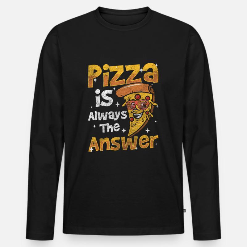 Pizza Italien Käse - Männer Premium Bio Langarmshirt - Schwarz