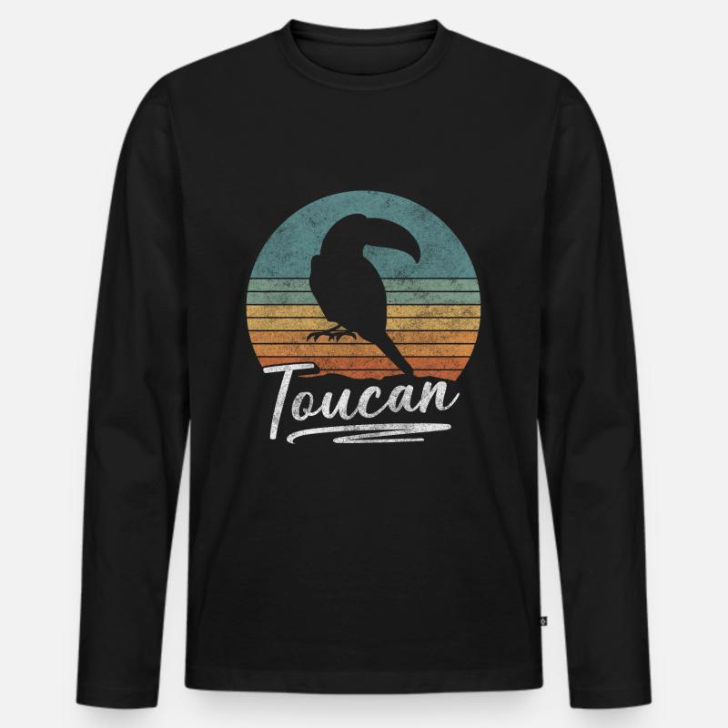 Tukan Wildvogel Papagei - Männer Premium Bio Langarmshirt - Schwarz