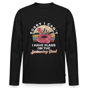 Pool Flamingo Sun Friends - Men's Premium Organic Long Sleeve Shirt - black - Front - Nico (187cm)