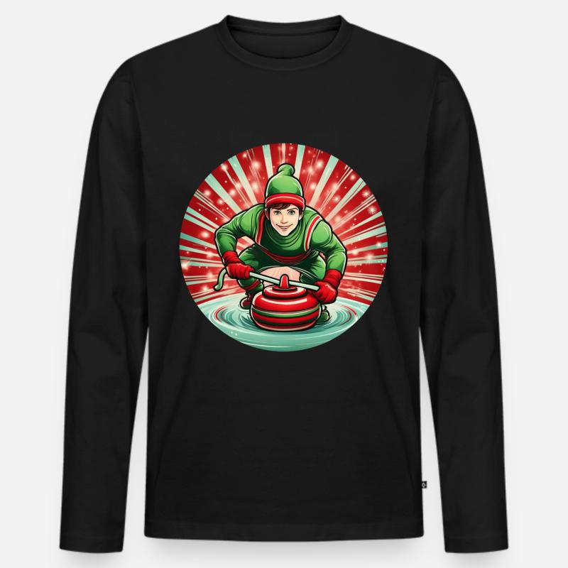 Weihnachtself Curling - Männer Premium Bio Langarmshirt - Schwarz