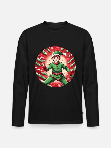 Christmas Elf Fence - Men's Premium Organic Long Sleeve Shirt - black