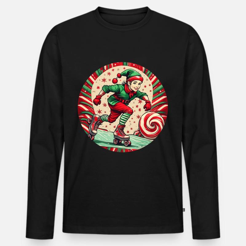 Weihnachtself-inline-skating - Männer Premium Bio Langarmshirt - Schwarz