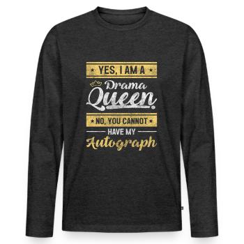 Théâtre dramatique Mrs. Trouble - T-shirt manches longues Premium bio Homme - anthracite chiné - Devant - Nico (187cm)