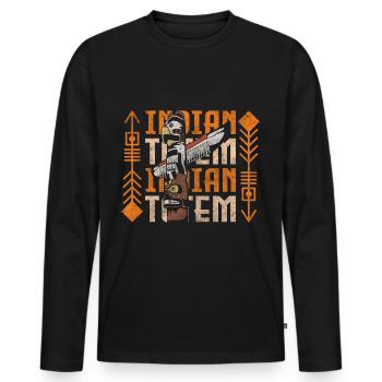 Coiffe en plumes indiennes Tot Aztec - T-shirt manches longues Premium bio Homme - noir - Devant - Nico (187cm)