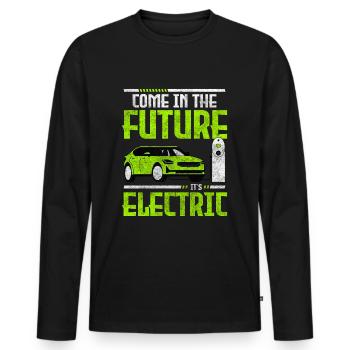 Electric Car Electric Vehicle - Men's Premium Organic Long Sleeve Shirt - black - Front - Nico (187cm)