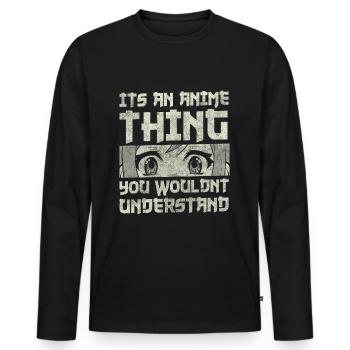 Déguisement Anime Gamer Mignon - T-shirt manches longues Premium bio Homme - noir - Devant - Nico (187cm)