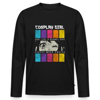 Déguisement Masque Japon Fan - T-shirt manches longues Premium bio Homme - noir - Devant - Nico (187cm)