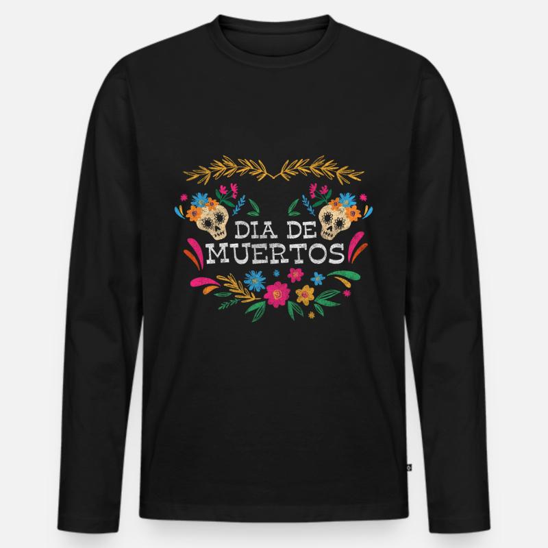 Mexiko Fest Skelett - Männer Premium Bio Langarmshirt - Schwarz