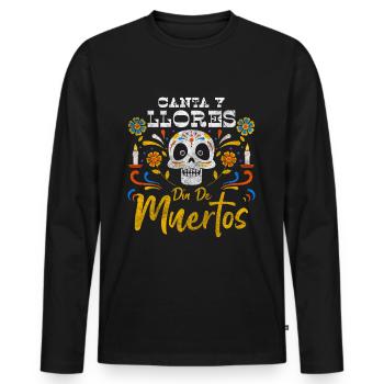 Mexico Festival of the Dead Skeleton Remembrance - Men's Premium Organic Long Sleeve Shirt - black - Front - Nico (187cm)