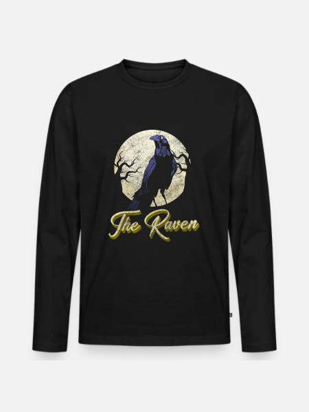 Krähe Nebelkrähe Wikinger Runen - Männer Premium Bio Langarmshirt - Schwarz