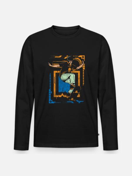 Cyborg Technology Anime Gamer - Men's Premium Organic Long Sleeve Shirt - black