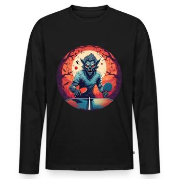 Spooky Halloween Party Costume Werewolf Ping Pong - Men's Premium Organic Long Sleeve Shirt - black - Front - Nico (187cm)