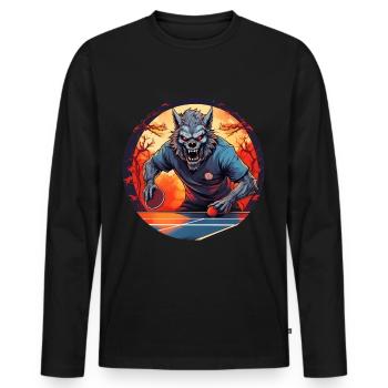 Gruseliges Halloween-partykostüm Werwolf Ping Pong - Männer Premium Bio Langarmshirt - Schwarz - Vorne - Nico (187cm)