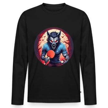 Spooky Halloween Party Costume Werewolf Ping Pong - Men's Premium Organic Long Sleeve Shirt - black - Front - Nico (187cm)