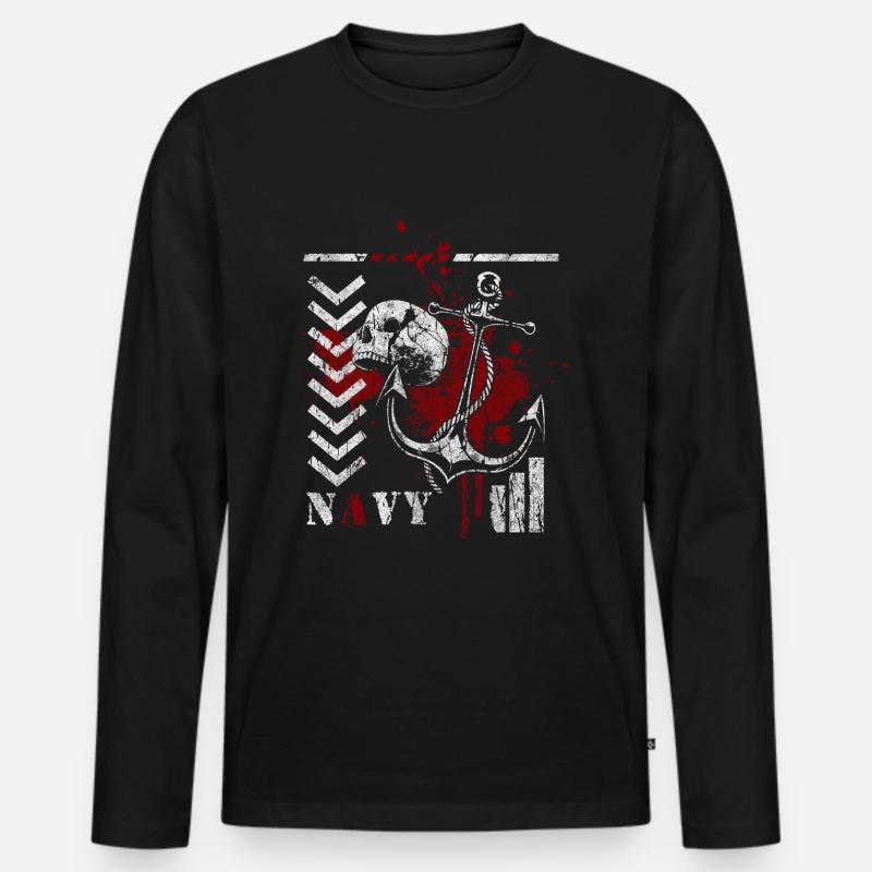 Trash Polka Entwurf Rot - Männer Premium Bio Langarmshirt - Schwarz