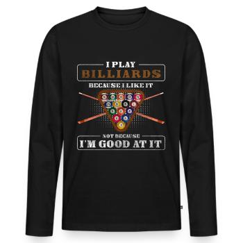 Billiard Hobby Der Meister - Männer Premium Bio Langarmshirt - Schwarz - Vorne - Nico (187cm)
