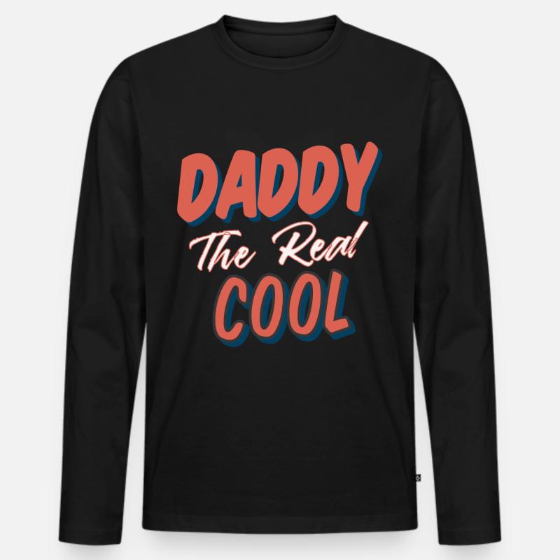 Daddy Cool Bester Vater Geburt - Männer Premium Bio Langarmshirt - Schwarz