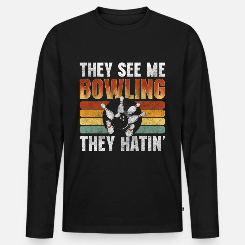 Bowler Strike Split Leisure - Men's Premium Organic Long Sleeve Shirt - black