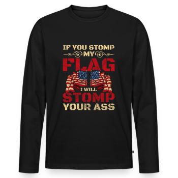 Drapeau des États-Unis Eagle - T-shirt manches longues Premium bio Homme - noir - Devant - Nico (187cm)