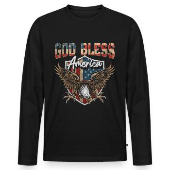 Amerika Flagge Adler Amerikanisch - Männer Premium Bio Langarmshirt - Schwarz - Vorne - Nico (187cm)