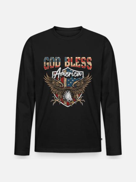 America Flag Eagle American - Men's Premium Organic Long Sleeve Shirt - black