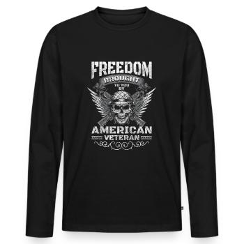 Nation de la liberté de l’Amérique - T-shirt manches longues Premium bio Homme - noir - Devant - Nico (187cm)