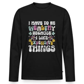 Reichtum Leben Millionär Spirit - Männer Premium Bio Langarmshirt - Schwarz - Vorne - Nico (187cm)