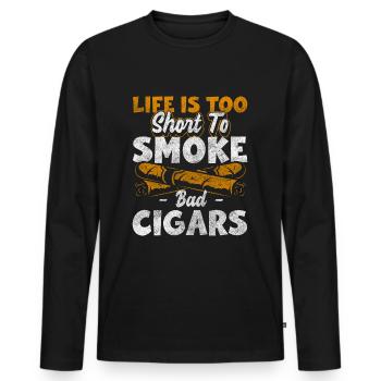 Fumeur Addiction au chanvre - T-shirt manches longues Premium bio Homme - noir - Devant - Nico (187cm)