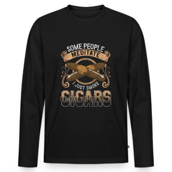 Zigarette Dampf Glimmstengel - Männer Premium Bio Langarmshirt - Schwarz - Vorne - Nico (187cm)