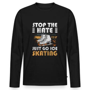 Schlittschuhe Eisbahn Sport Sportlich - Männer Premium Bio Langarmshirt - Schwarz - Vorne - Nico (187cm)