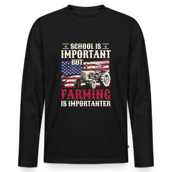 Bauer Acker Feld - Männer Premium Bio Langarmshirt - Schwarz - Vorne - Nico (187cm)