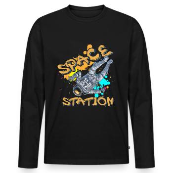 Street Art Spray Can Rapper Cool - Men's Premium Organic Long Sleeve Shirt - black - Front - Nico (187cm)