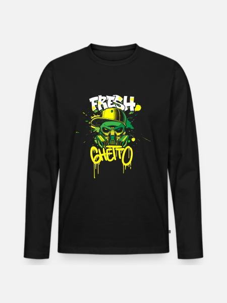 Street Art-trein - Mannen Premium Bio shirt met lange mouwen - zwart