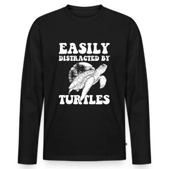 Tortue Animal - T-shirt manches longues Premium bio Homme - noir - Devant - Nico (187cm)