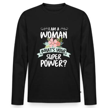 Célébration féministe des femmes - T-shirt manches longues Premium bio Homme - noir - Devant - Nico (187cm)
