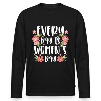 Frau Frauenpower Frauenrechte - Männer Premium Bio Langarmshirt - Schwarz - Vorne - Nico (187cm)