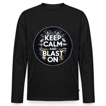 Batteur Schlagzeuger T-Shirt Blast Beats Drumming - T-shirt manches longues Premium bio Homme - noir - Devant - Nico (187cm)