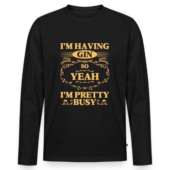 Gin Party Drink Birthday - Men's Premium Organic Long Sleeve Shirt - black - Front - Nico (187cm)