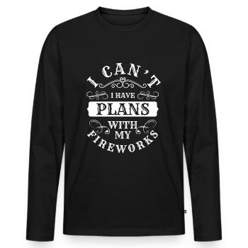 Feux d’artifice Stade de football du Nouvel An - T-shirt manches longues Premium bio Homme - noir - Devant - Nico (187cm)